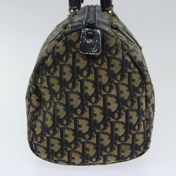 Christian Dior Trotter Canvas Hand Bag Navy Gold Auth 93865 - Picture 4 of 16